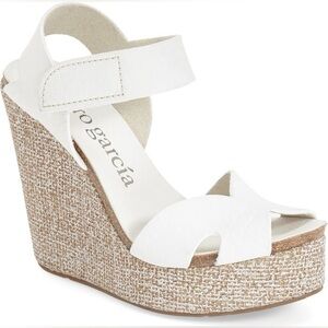 Pedro Garcia Tandy Wedge white leather sandals 7